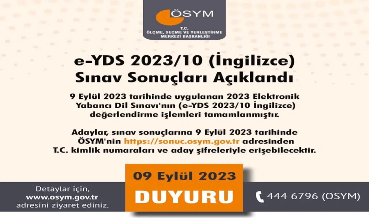 YDS Sınav Sonuçları Açıklandı