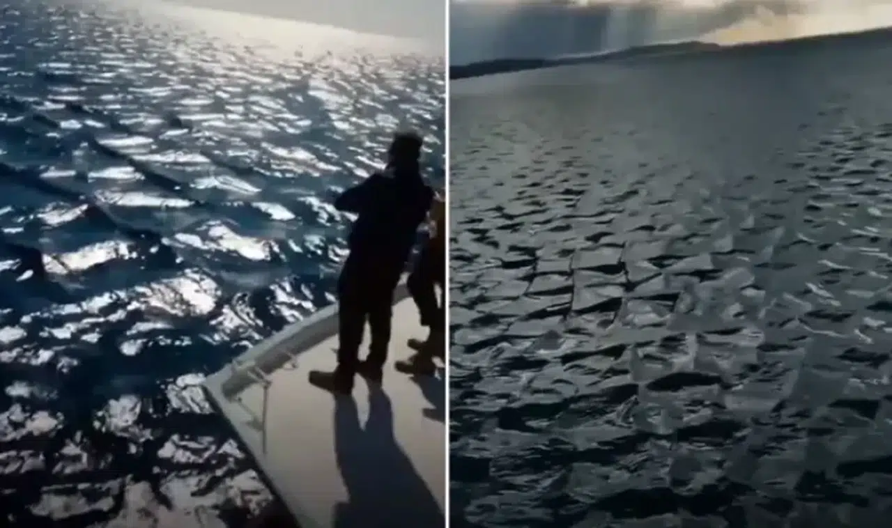 Ege Denizi'nde oluşan dalgalar görenleri paniğe sürükledi