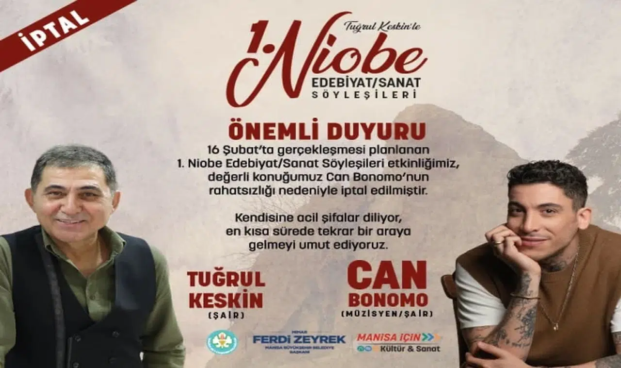 Niobe Edebiyat Sanat Söyleşileri, Can Bonomo'nun rahatsızlığı nedeniyle iptal edildi