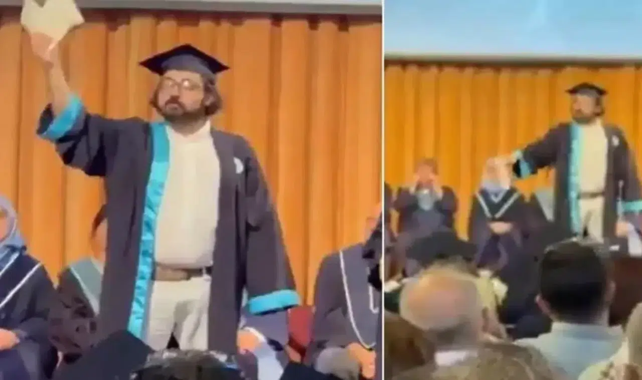 Diplomasını yırttı gözaltına alındı