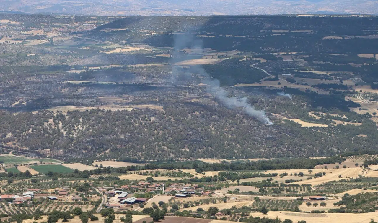Kula'da orman yangınına müdahale sürüyor