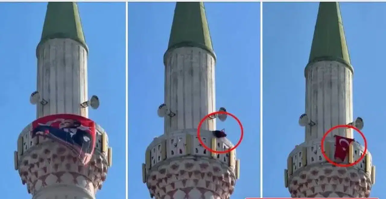 Kenti karıştıran bayrak iddiası! Görüntü elden ele dolaşıyor