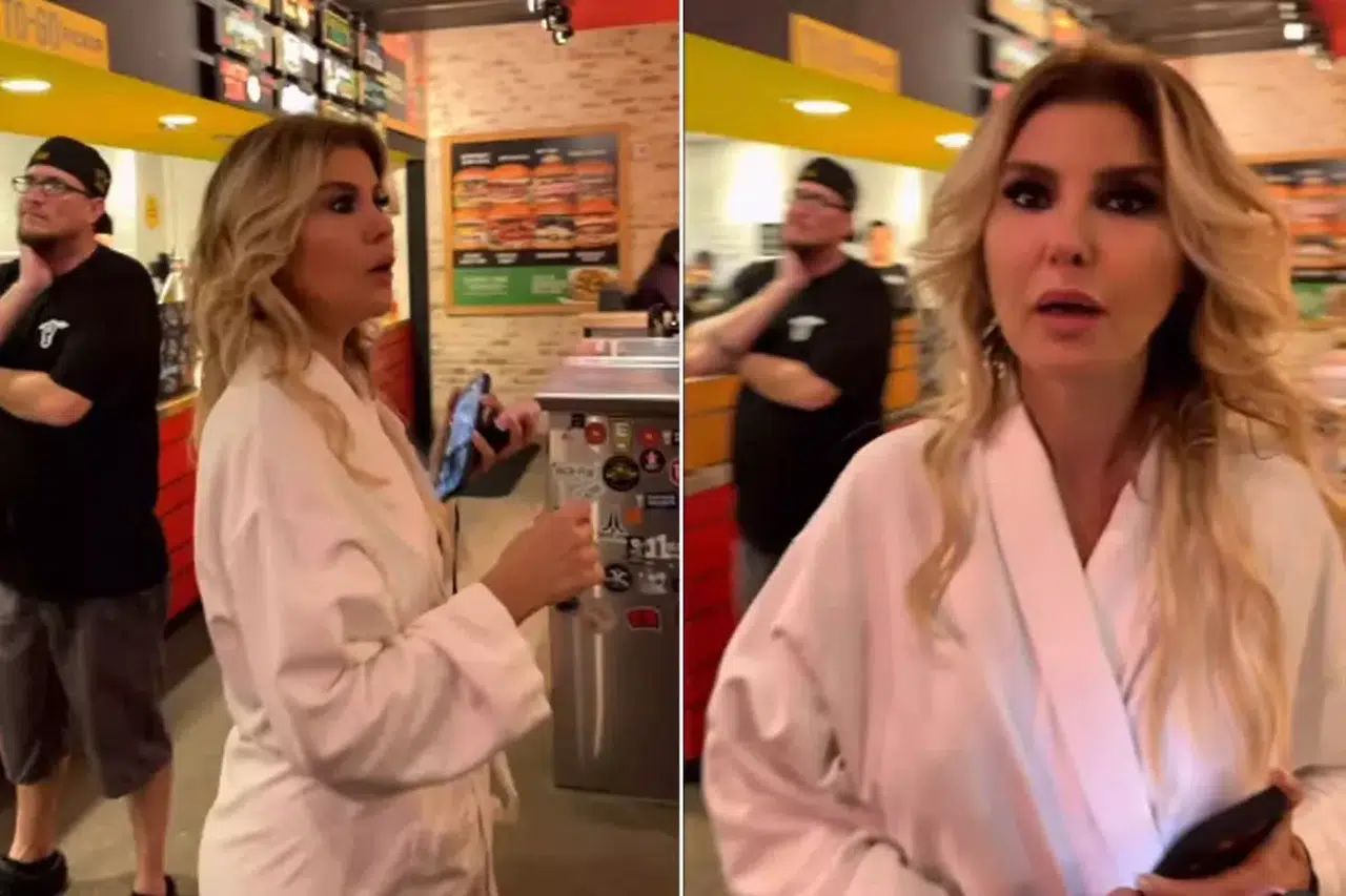 Ünlü şarkıcı bornozuyla hamburgerciye gitti