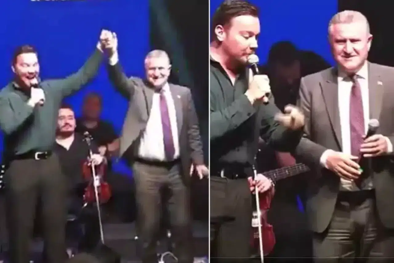 Bakan Osman Aşkın Bak, ünlü şarkıcı ile sahnede şarkı söyledi