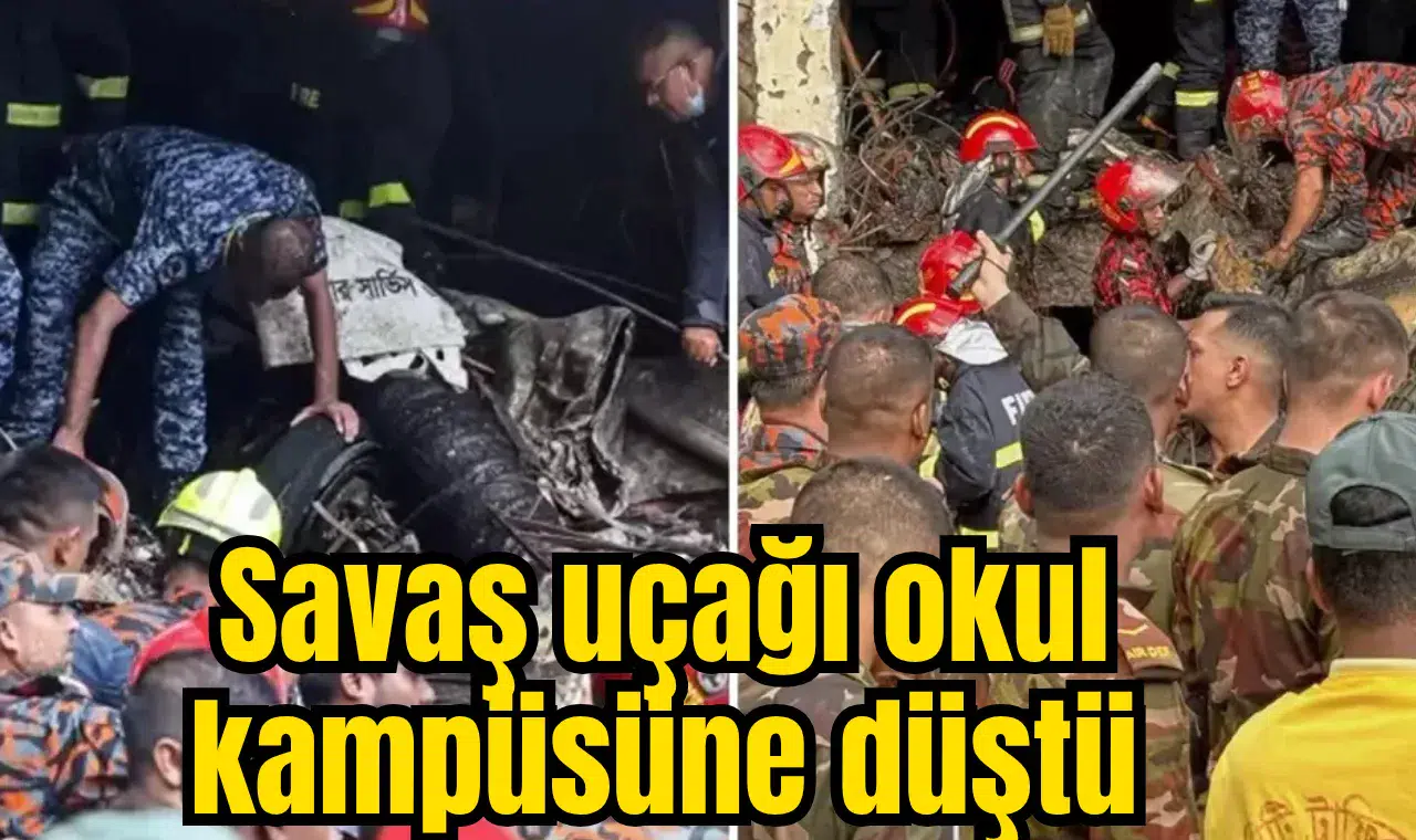 Savaş uçağı okul kampüsüne düştü