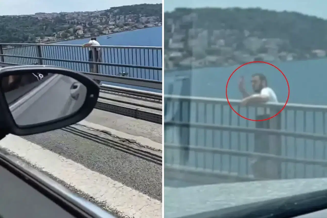 Önce etrafa el salladı sonra kendini boşluğa bıraktı