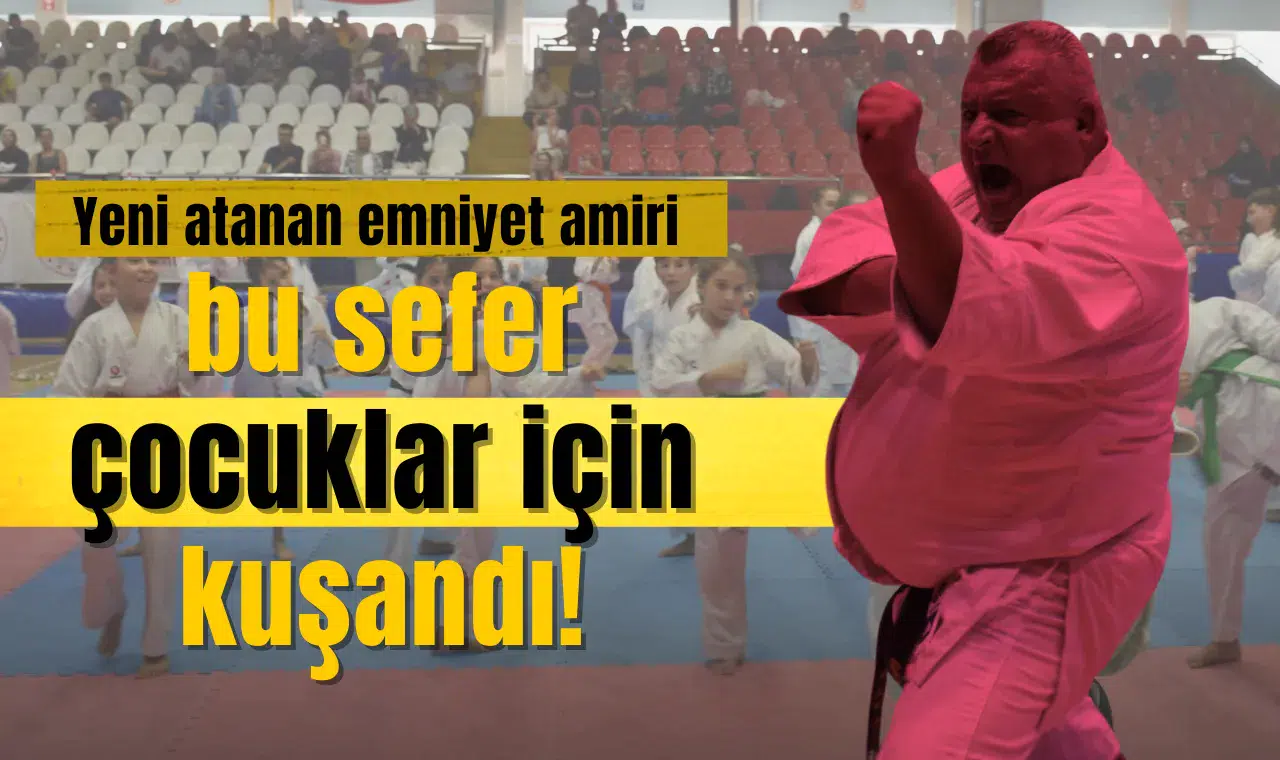 Yeni atanan emniyet amiri bu sefer çocuklar için kuşandı