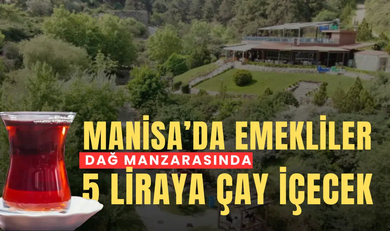 Manisa’da emekliler dağ manzarasında 5 liraya çay içecek