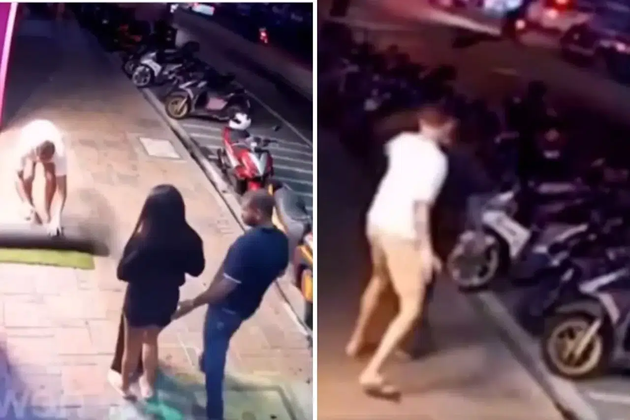 Eşini rahatsız eden sapığı tek tokatla yere serdi