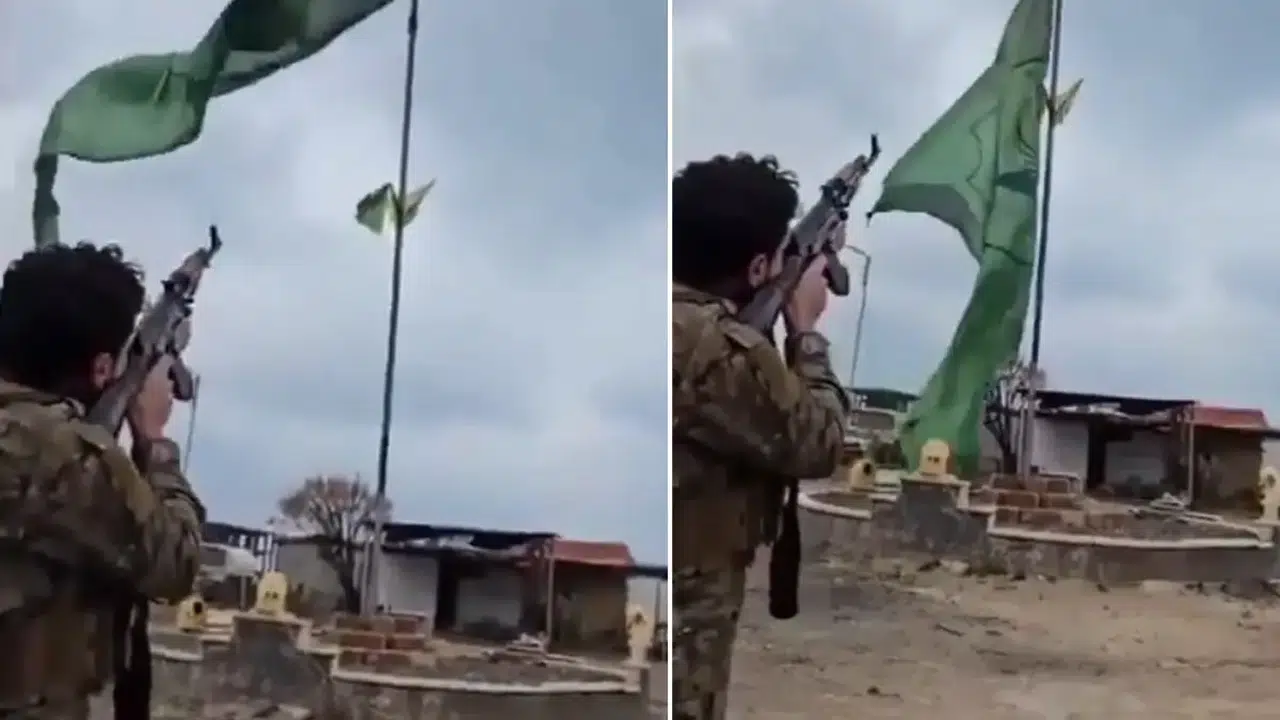 Suriye'de tarihi an! Bayrağı silahla vurarak düşürdü