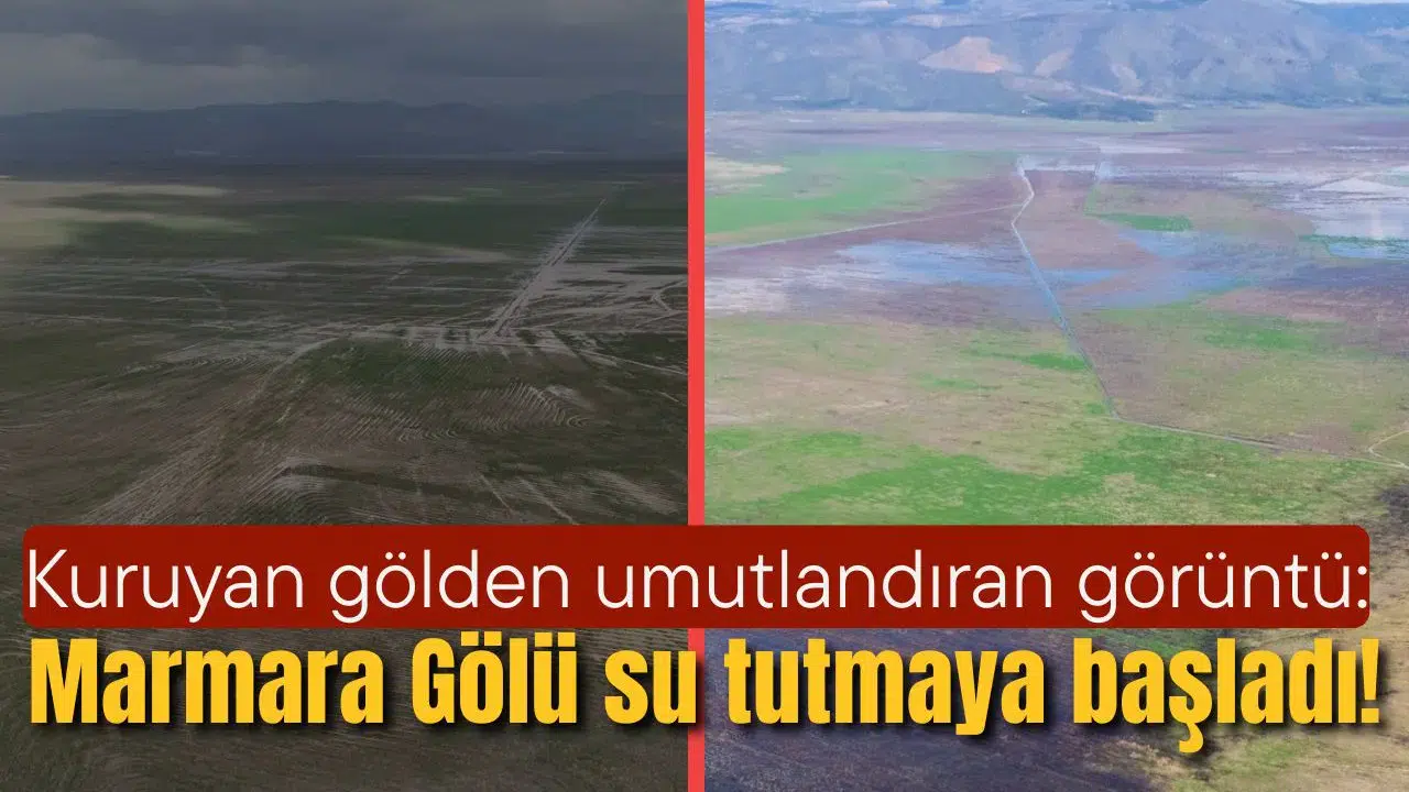 Kuruyan gölden umutlandıran görüntü: Marmara Gölü su tutmaya başladı!