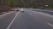 Virajı alamayan motosiklet sürücüsü dehşeti yaşadı