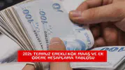 2026 Temmuz emekli kök maaş ve ek ödeme hesaplama tablosu