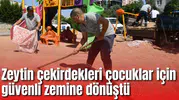 Zeytin çekirdekleri çocuklar için güvenli zemine dönüştü