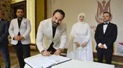 Mücahit Arınç nikah şahidi oldu: Ebru ile Osman hayatını birleştirdi