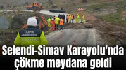Selendi-Simav Karayolu'nda çökme meydana geldi