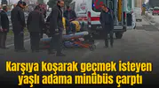 Karşıya koşarak geçmek isteyen yaşlı adama minübüsün çarptı