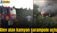 Alev alan kamyon şarampole uçtu