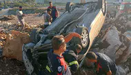 Kontrolden çıkan araç takla attı