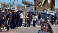 Çorap için 2,5 kilometrelik kuyruk oluşturdular