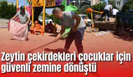 Zeytin çekirdekleri çocuklar için güvenli zemine dönüştü