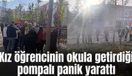 Kız öğrencinin okula getirdiği pompalı panik yarattı