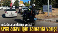 KPSS adayı için zamanla yarış! İmdadına jandarma yetişti