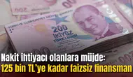 Nakit ihtiyacı olanlara müjde: 125 bin TL’ye kadar faizsiz finansman
