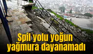 Spil Dağı'na giden yol yoğun yağmura dayanamadı