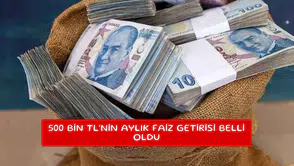 500 Bin TL’nin aylık faiz getirisi belli oldu