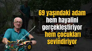 69 yaşındaki adam hem hayalini gerçekleştiriyor hem çocukları sevindiriyor