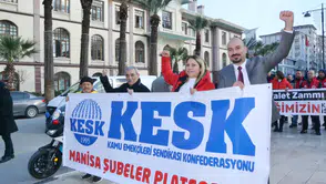 KESK Manisa’da iş bıraktı memurlar yürüdü