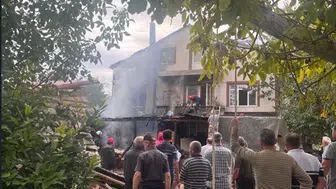 Yangında tüp bomba gibi patladı