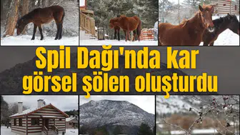 Spil Dağı'nda kar görsel şölen oluşturdu