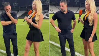 Arda Turan'ın Ukraynalı muhabirle göz teması kurmama çabası
