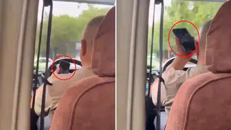Minibüs şoförü yolculara aldırış etmeden müstehcen film izledi