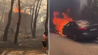 Tarım arazisinde başlayan yangın ilçeyi sardı