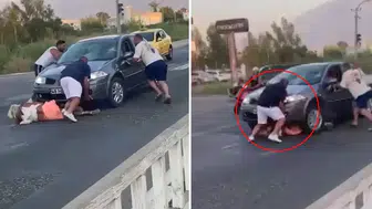Dehşet verici görüntüler: Turiste önce çarptı sonra arabanın altına aldı