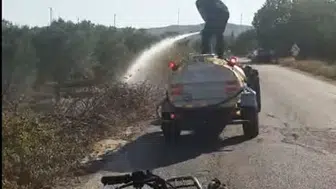 Manisa'da seyir halindeki motosiklet alev aldı