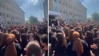 Öğrenciler okul önünde toplanıp aynı sloganı attı! Gerekçeleri oldukça vahim
