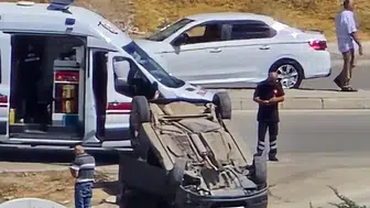 Kontrolden çıkan otomobil takla attı