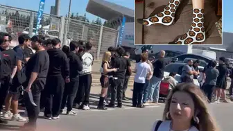 Çorap için 2,5 kilometrelik kuyruk oluşturdular