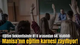 Eğitim beklentisinde 81 il arasından 68. olabildi:  Manisa’nın eğitim karnesi zayıflıyor!