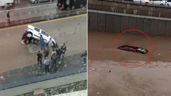 Sağanak yağış Ankara'yı vurdu: Yol çöoktü, trafik felç oldu