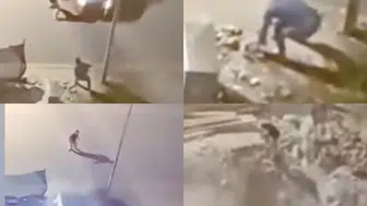 Kavga ettiği şahsa araçla çarpıp çukura uçtu: O anlar kamerada