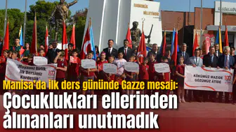 Manisa’da ilk ders gününde Gazze mesajı: Çocuklukları ellerinden alınanları unutmadık