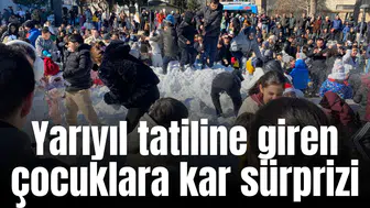 Yarıyıl tatiline giren çocuklara kar sürprizi