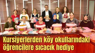 Kursiyerler tarafından ilmek ilmek örülen bereler köy okullarında dağıtılacak