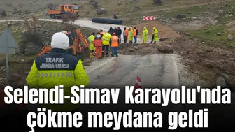Selendi-Simav Karayolu'nda çökme meydana geldi