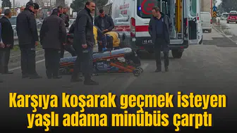 Karşıya koşarak geçmek isteyen yaşlı adama minübüsün çarptı